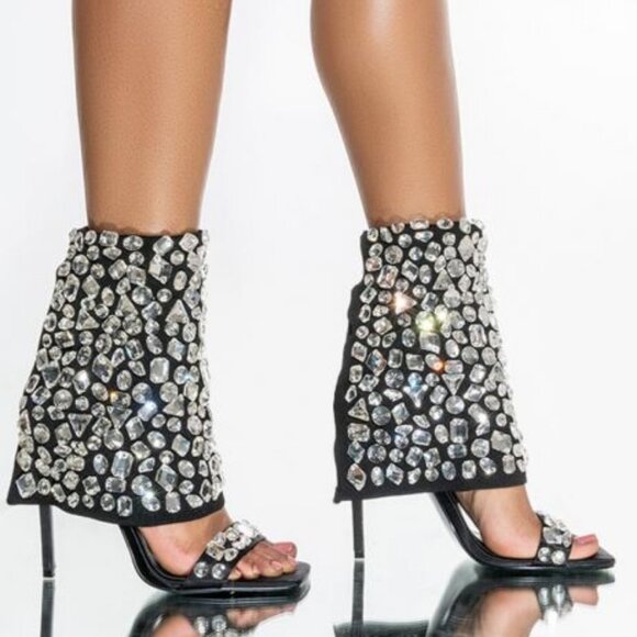 AZALEA WANG STOPPIN  THE WHOLE SHOW   STILETTO SANDAL IN BLACK ( BRAND NEW !!!!! - Picture 1 of 7